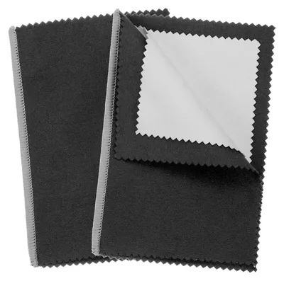 Produktbild von Schmuckreinigungstuch - Doppelseitiges Fleece Poliertuch für Gold Silber und Schmuck - 15 x 20 cm - 2 Stück - Schwarz