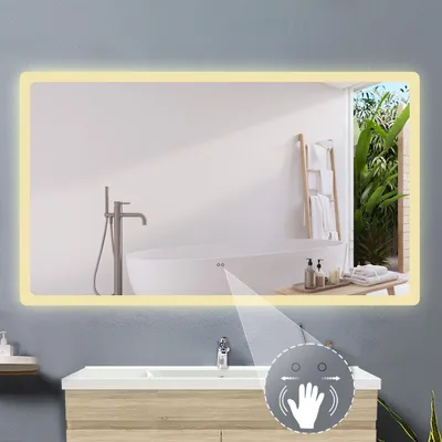 Produktbild von LED Badezimmerspiegel mit Sensor-Schalter 160x80cm Beschlagfrei 3 Lichtfarbe Dimmbar Speicherfunktion IP44