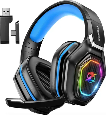 Produktbild von Wireless Gaming Headset für PC/Ps4/Ps5 Gaming-Kopfhörer mit USB-A & USB-C Transmitter Gamer Headset mit Mikrofon und RGB-Licht