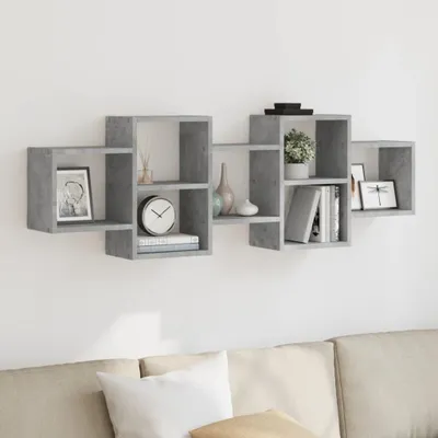 Productafbeelding van Maison Exclusive - Wandplank, betonkleur, 129x18x42 cm, houtvezelplaat