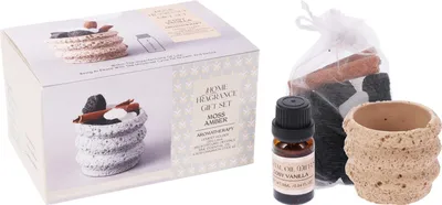 Zdjęcie produktu dla Aromatyczna dekoracja do stworzenia Moss Amber - zestaw upominkowy z dyfuzorem i naturalnymi zapachami