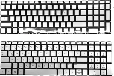 Produktbild von DEUTSCHE-Tastatur Keyboard Silber mit Beleuchtung kompatibel für HP 15-da3000ny