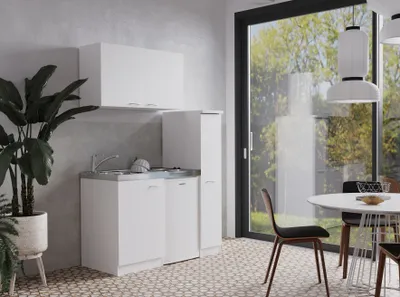 Produktbild von Küche Miniküche Singleküche Küchenzeile Pantry Weiß Levin 130 cm Respekta