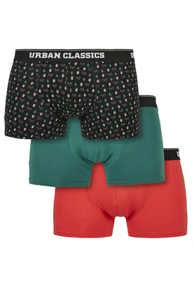 Immagine prodotto di Urban Classics Organic X-Mas Boxer Shorts 3-Pack nicolaus aop+treegreen+popred - 4XL