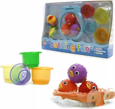 Produktbild von Badewannenspielzeug Set - Gummitiere mit Spritzfunktion & Netz Wasserspielzeug Baby