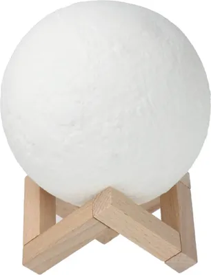 Image de Lampe de table / humidificateur en forme de lune 880 ml Distributeur d'humidité avec support en bois