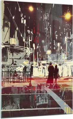 Produktbild von Bilder auf glas - Einteilig - Stadt Straße Nacht - 70x100cm - Glasbilder - Wandbilder - Bilder - zum Aufhängen bereit - Wanddekoration aus Glas - Glas Bilder - Wandbild auf Glas - GPA70x100-3780