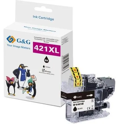 Image de G&G 20555 G&G Druckerpatrone kompatibel mit Brother LC421XLBK