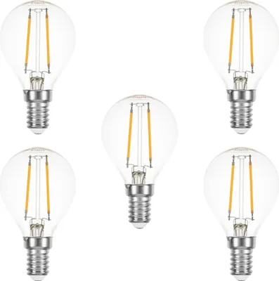 Produktbild von 5 x LED Filament Tropfen 1W fast 15W E14 klar Glühfaden extra warmweiß 2200K 360°