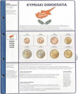Produktbild von Lindner 8450-18 Vordruckblatt EURO COLLECTION: 3 Kursmünzensätze Zypern
