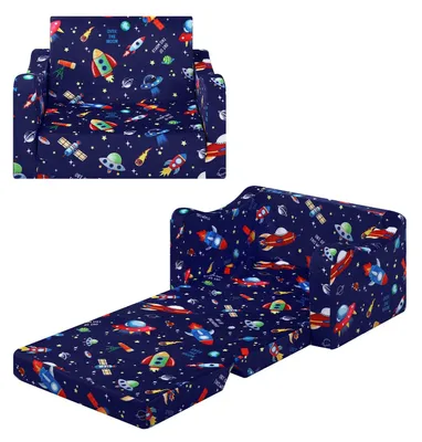 Produktbild von Kinderbank – Schlafbank – Klappbares Kindersofa 2-in-1 – Blau – 108 x 60 cm