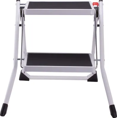 Obrázek produktu pro Skládací žebřík MSV pro domácnost cca 49 x 49 x 45 cm, nosnost do 150 kg, 2 velké ocelové stupně s protiskluzovými podložkami (černý)