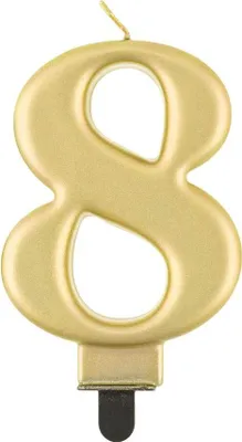 Zdjęcie produktu dla Świeczka cyferka 8, metalik złota, 8 cm