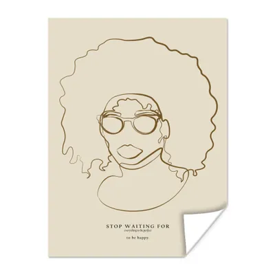 Produktbild von MuchoWow® Poster Linienkunst - Frau - Text - Zitate 120x160 cm - Wandbilder