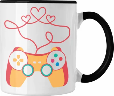 Produktbild von Trendation - Gamer Geschenk Valentinstag Geschenkidee Tasse Freund Freundin Liebe Herz (Schwarz)