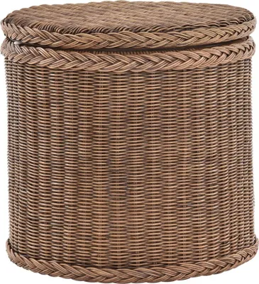Zdjęcie produktu dla KRINES HOME Rattanowy kosz na pranie z okrągłą pokrywą (Vintage Brown)