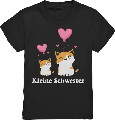 Produktbild von Kleine Schwester T-Shirt Katzen Kleine Schwester Geschenk – Black / 152/164 (12-14)