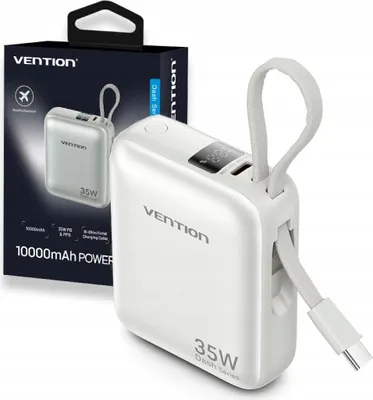 Immagine prodotto di Powerbank Vention 10000mAh 35W PD z wbudowanym kablem USB-C beżowy