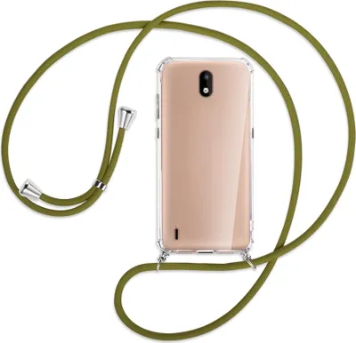 Produktbild von Handykette Backcover-Schutzhülle mit Band (Metall silberfarben) für Nokia 1.3 - khaki