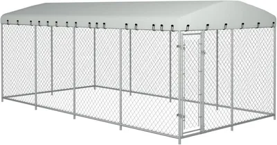 Produktbild von Outdoor-Hundezwinger aus Eisen mit Überdachung, 8x4x2,3 m