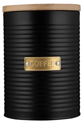Kaffeedose luftdicht, Stahl, Bambusdeckel, 1,4 L, 11x11x15,5 cm