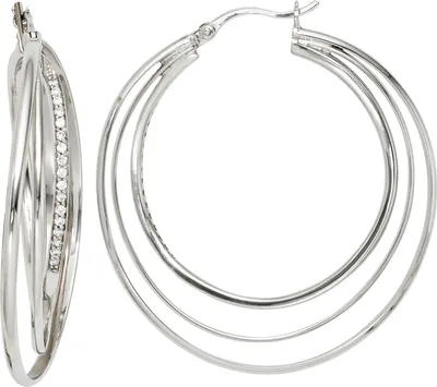 Produktbild von JOBO Creolen 925 Sterling Silber rhodiniert mit Zirkonia Ohrringe