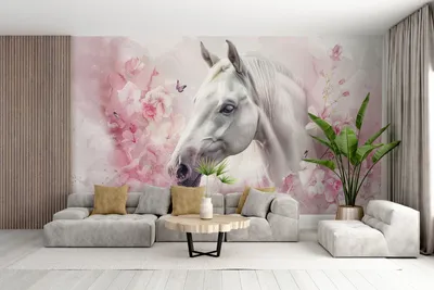 Produktbild von DECO WALLS Fototapete Kinderzimmer Weißes Pferd - Außergewöhnliche Haltbarkeit XXL 197x296 cm