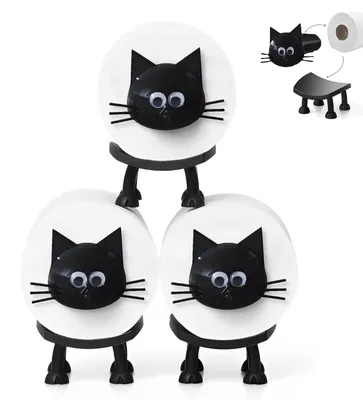 Productafbeelding van Set van 3 Grappige Kattenvorm Toiletpapierhouders