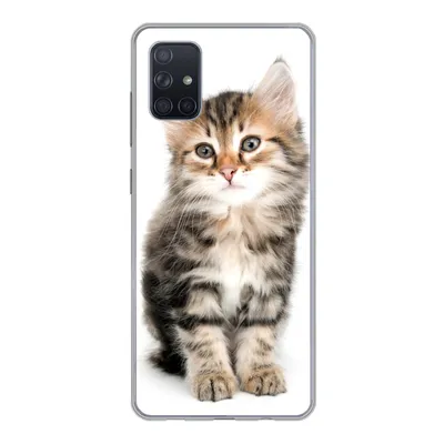 Produktbild von MuchoWow® Handyhülle Schutzhülle Hülle für Samsung Galaxy A71 Kätzchen - Weiß - Nase - Mädchen - Kinder - Jungen - Kinder Silikon Softcase Handy Hülle - Kartenbesitzer
