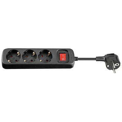 Immagine prodotto di Goobay 96048 Presa multipla con interruttore 3 m, nero, 3 m - 3x presa con contatto di terra, chiusura a prova di bambino
