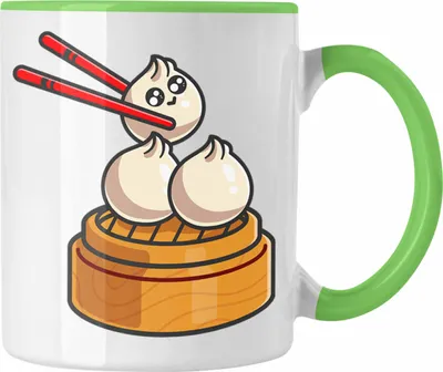 Produktbild von Trendation - Dumpling Tasse Geschenk Gyozas Asiatisch Sushi Liebhaber Geschenkidee Stäbchen (Grün)