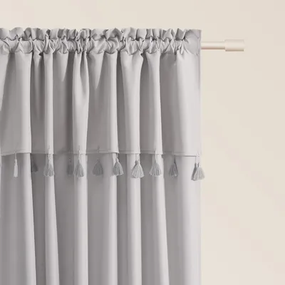 Image de Rideaux avec bande passante, gris clair, 140 x 250 cm, semi-transparents, 1 pièce