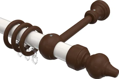 Produktbild von Interdeco Gardinenstange / Vorhangstange Weiß / Nussbaum lackiert, Typ Classic Rondo (Rillenform), 28 mm Ø 1-läufig, 600 cm