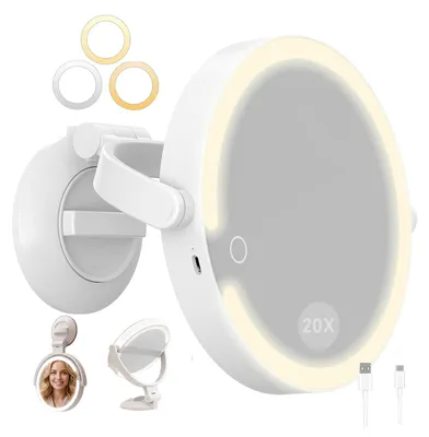 Productafbeelding van SURFOU Make-up spiegel met verlichting, 20-voudige vergroting en 1x spiegel, 20 cm