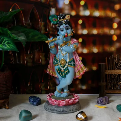 Zdjęcie produktu dla Figura Krishna, bóg hinduistyczny, do ołtarza, dekoracja Pooja, duchowy prezent