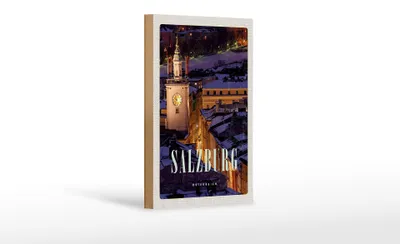 Produktbild von Holzschild Reise 12x18 cm Salzburg Österreich Kirche Altstadt