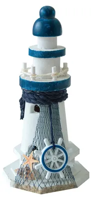 Produktbild von Retro-Leuchtturm-Ornament, handgefertigte rustikale Leuchtturm-Statue aus Holz, Küsten-Tischdekoration für Partys mit Ozean-Motto, Strandhaus-Dekoration