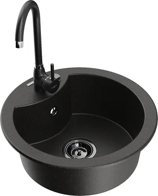 Produktbild von Mexen Diego 1-Becken-Granit-Spüle mit Mischbatterie Telma, Schwarz/Gold - 6512-75-670200-70-B