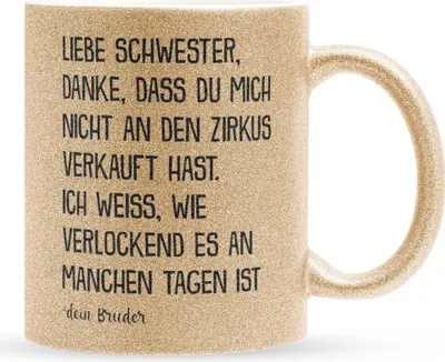 Produktbild von 22Feels Glitzertasse Gold Schwester Geschenk von Bruder Mädchen Geburtstag Weihnachten Geschwister Frauen Teenager Schwesterherz Geschenkidee Bürotasse