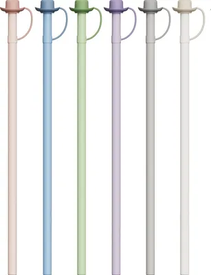 Produktbild von INF 6er-Pack Silikon-Trinkhalme mit Verschlussdeckel und 1 Reinigungsbürste