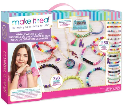 Productafbeelding van Make it Real Mega Sieradenstudio, set voor het maken van sieraden voor kinderen, 8 jaar en ouder, kunststof, multicolor, 872 stuks