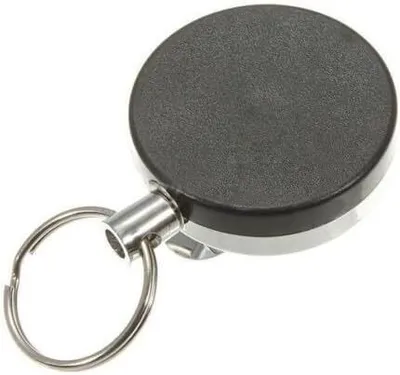 Produktbild von Ausweisjojo Zipper Jojo Schlüsseljojo STAHLSEIL Gürtelclip 40mm Ø Jojo Zipper rund Aufrollmechanismus Zugkraft EXTRA STARK