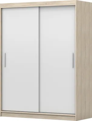 Obrázek produktu pro Šatní skříň s posuvnými dveřmi a horní skříňkou VISTA 04 Sonoma/bílá 150 cm