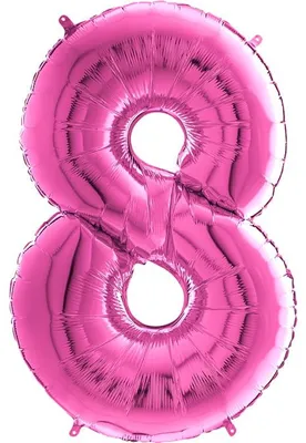Productafbeelding van Grote folieballon met het cijfer 40, diameter 102 cm | Kleur: roze, cijfer: 8