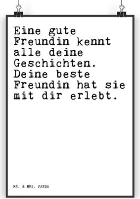 Produktbild von Mr. & Mrs. Panda Bild Eine gute Freundin kennt... DIN A3 - Weiß - Geschenk, Frau, beste, bff, Freundschaft. Liebste, bae, Deko, Wandbild, Sprüche, wanddeko, Kunstdruck