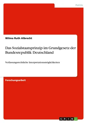 Produktbild von Das Sozialstaatsprinzip im Grundgesetz der Bundesrepublik Deutschland