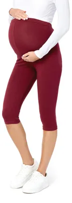 Image de Leggings de grossesse 3/4 en coton Be Mammy BE20-229 (bordeaux, M)
