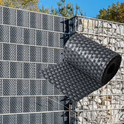Produktbild von NYVI Polyrattan Sichtschutzstreifen Privafence Anthrazit 255 x 19 cm - SPARSETS - Sichtschutz für Doppelstabmatten Zaun - Premium Zaunsichtschutz