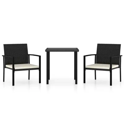 Produktbild von vidaXL 3-tlg. Garten-Essgruppe Poly Rattan Schwarz