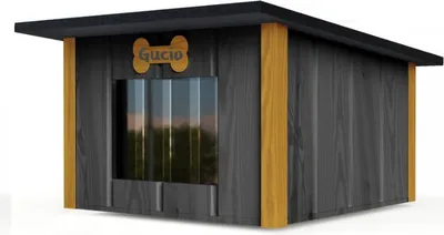 Produktbild von Hundehütte Outdoor 57cm Hundehaus Hundehöhle Hund Wetterfest Winterhaus; schwarz, kiefer